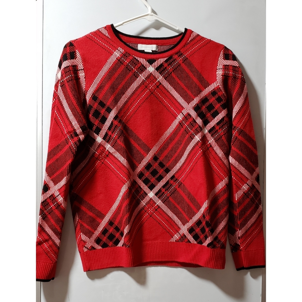 Charter Club | Red Plaid Round Crew Neck Family Christmas Sweater